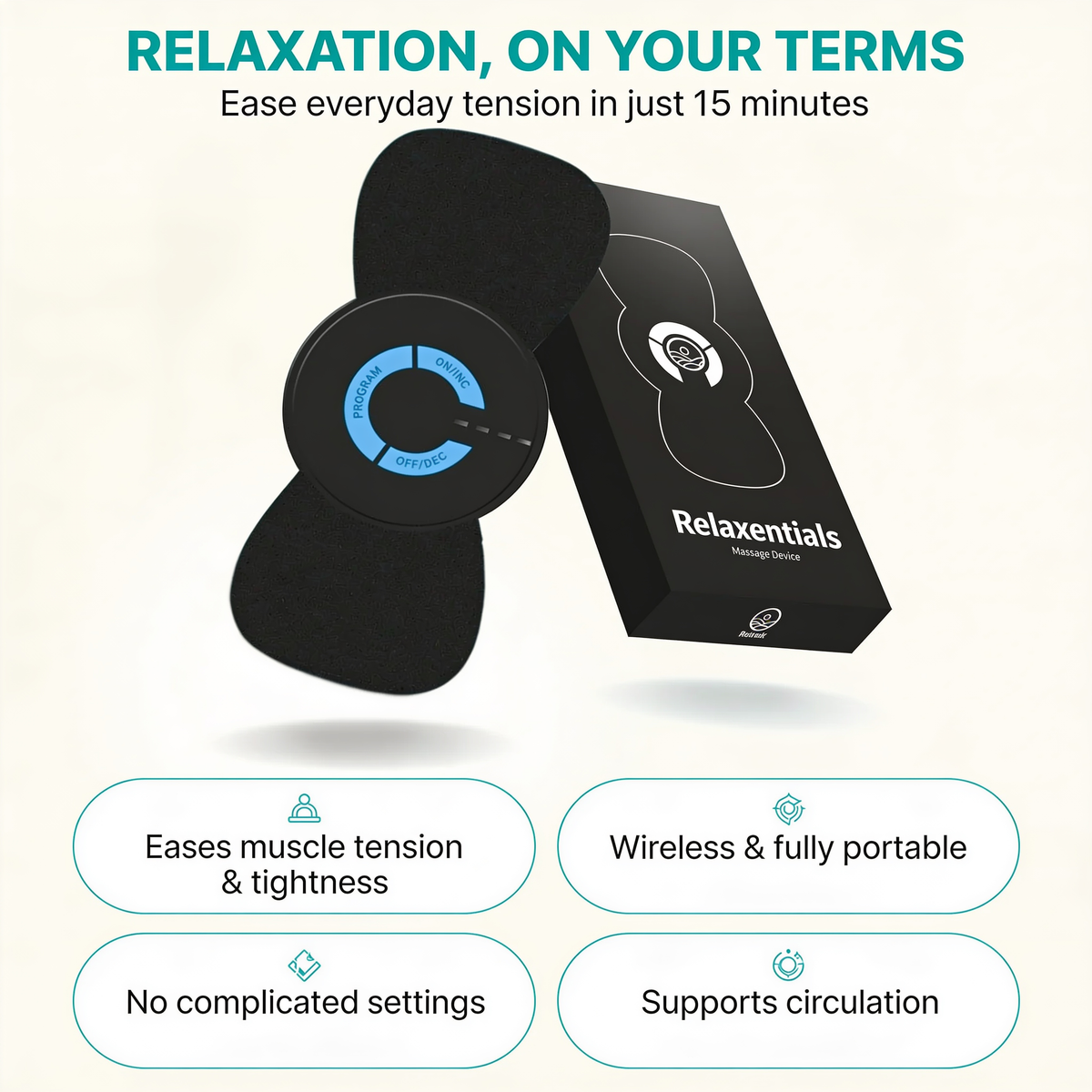 Relaxentials Relief | Wireless Muscle Relief